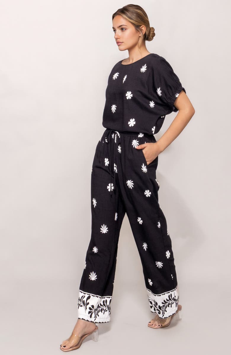 MELLODAY Floral Print Ankle Pants, Alternate, color, 