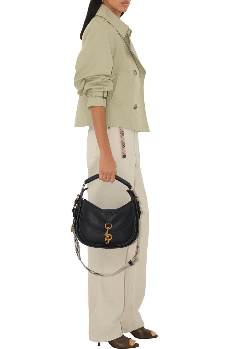 Burberry Small B Clip Messenger Bag, Alternate, color, Black