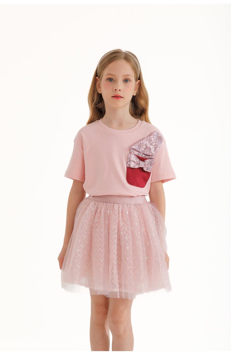 Mimi Tutu Glimmer Applique Outfit, Main, color, Pink