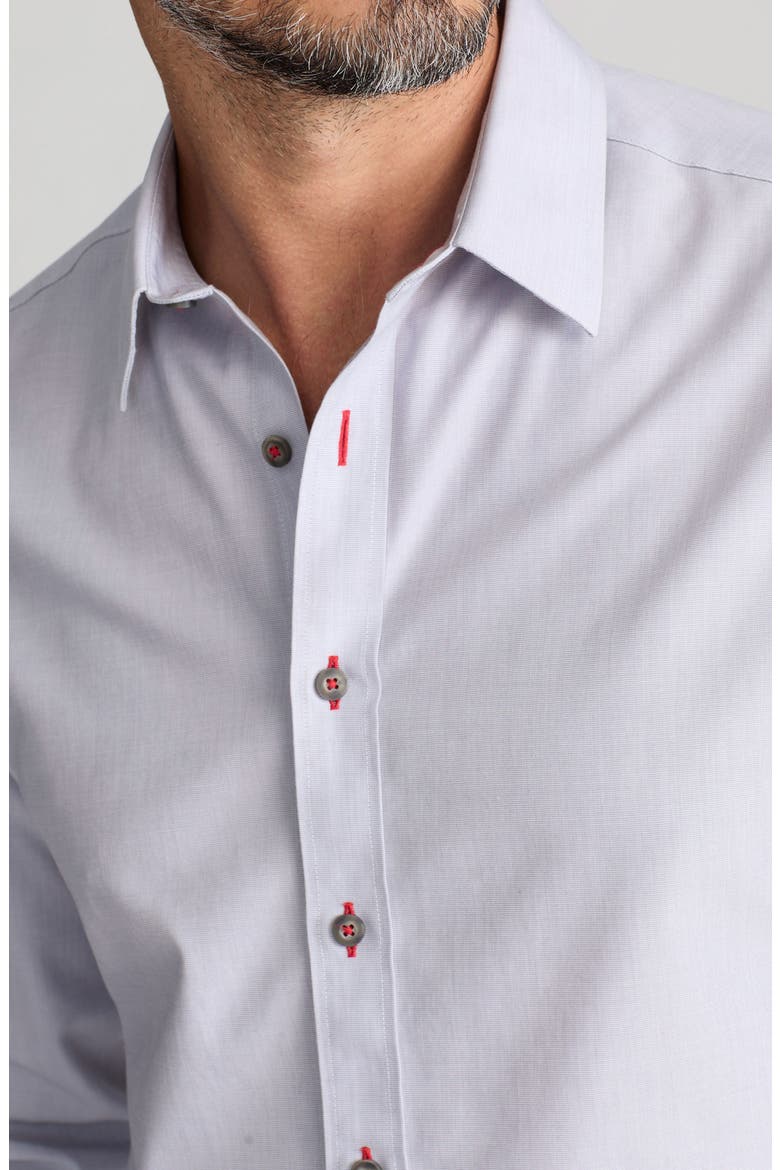 Rubican Light Grey Wrinkle Free Cotton Button-Up Shirt, Alternate, color, GREY
