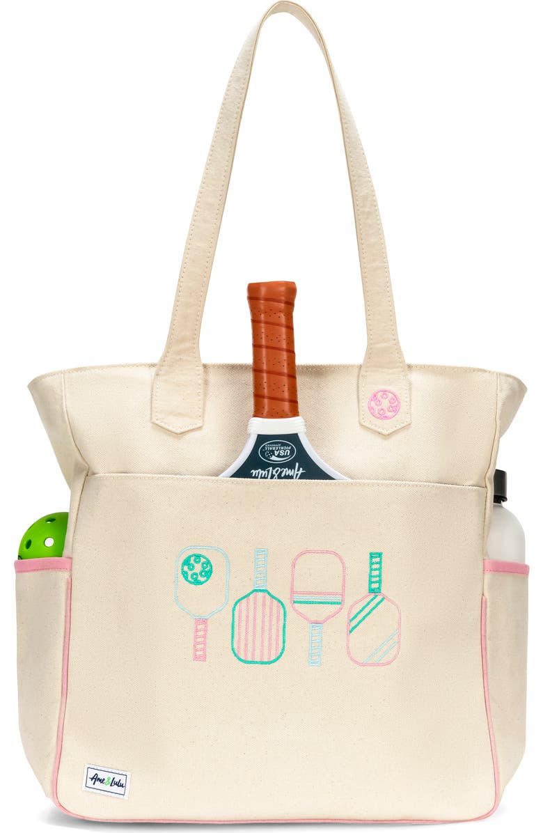 Ame & Lulu Cross Court Pickleball Tote, Main, color, Pastel Paddles