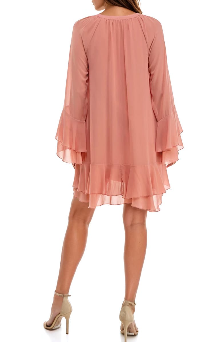 Socialite Bell Sleeve Ruffle Minidress, Alternate, color, Rose Terracotta