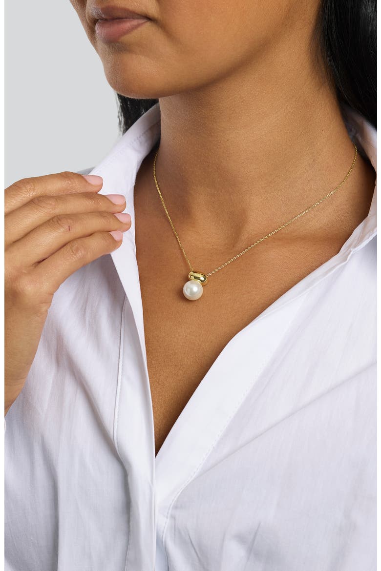 Faux Pearl Pendant Necklace, Alternate, color, GOLD