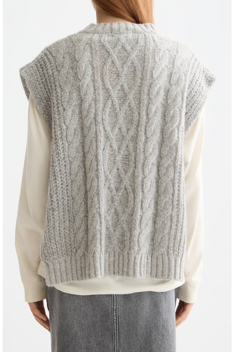 Cable Side Tie Sweater Vest, Alternate, color, LIGHT GREY MELANGE