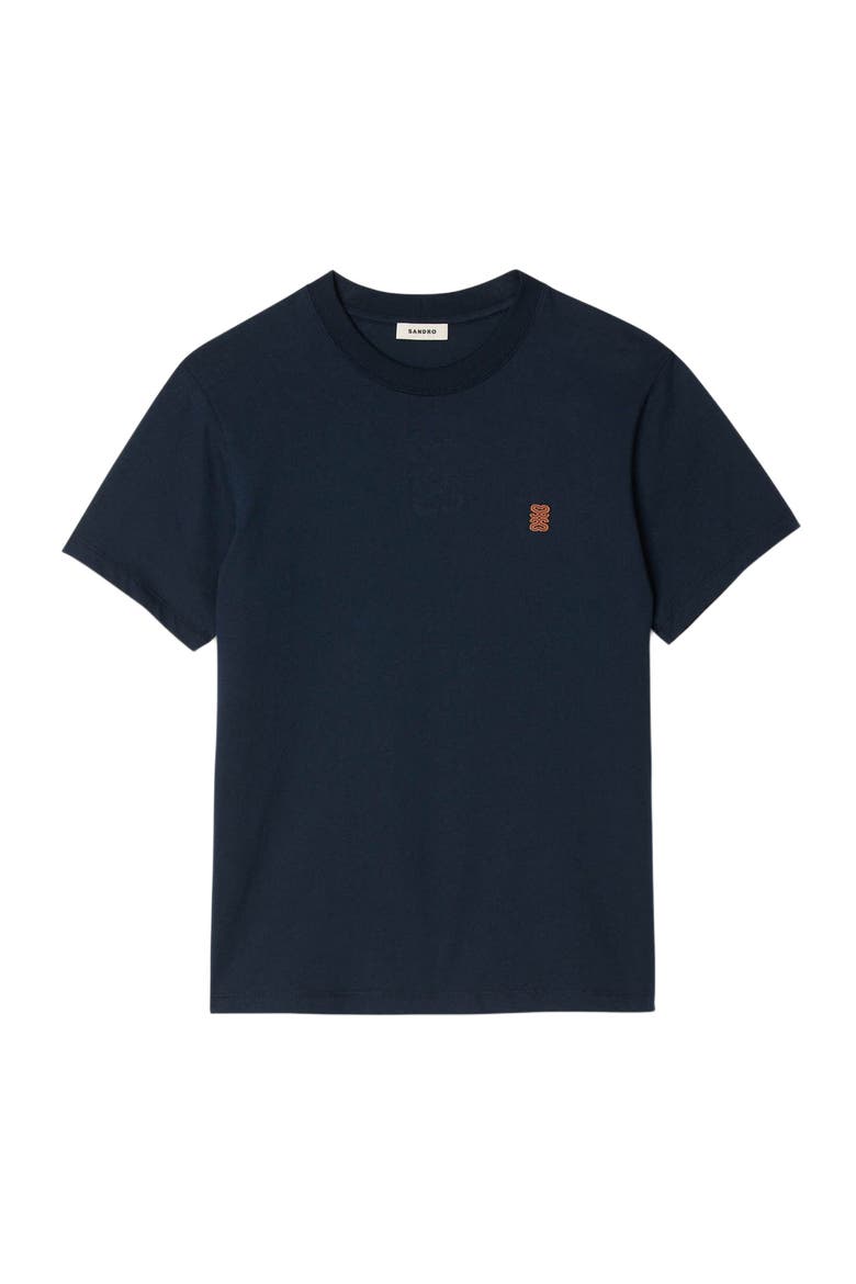 Leather logo T-shirt, Alternate, color, Navy blue