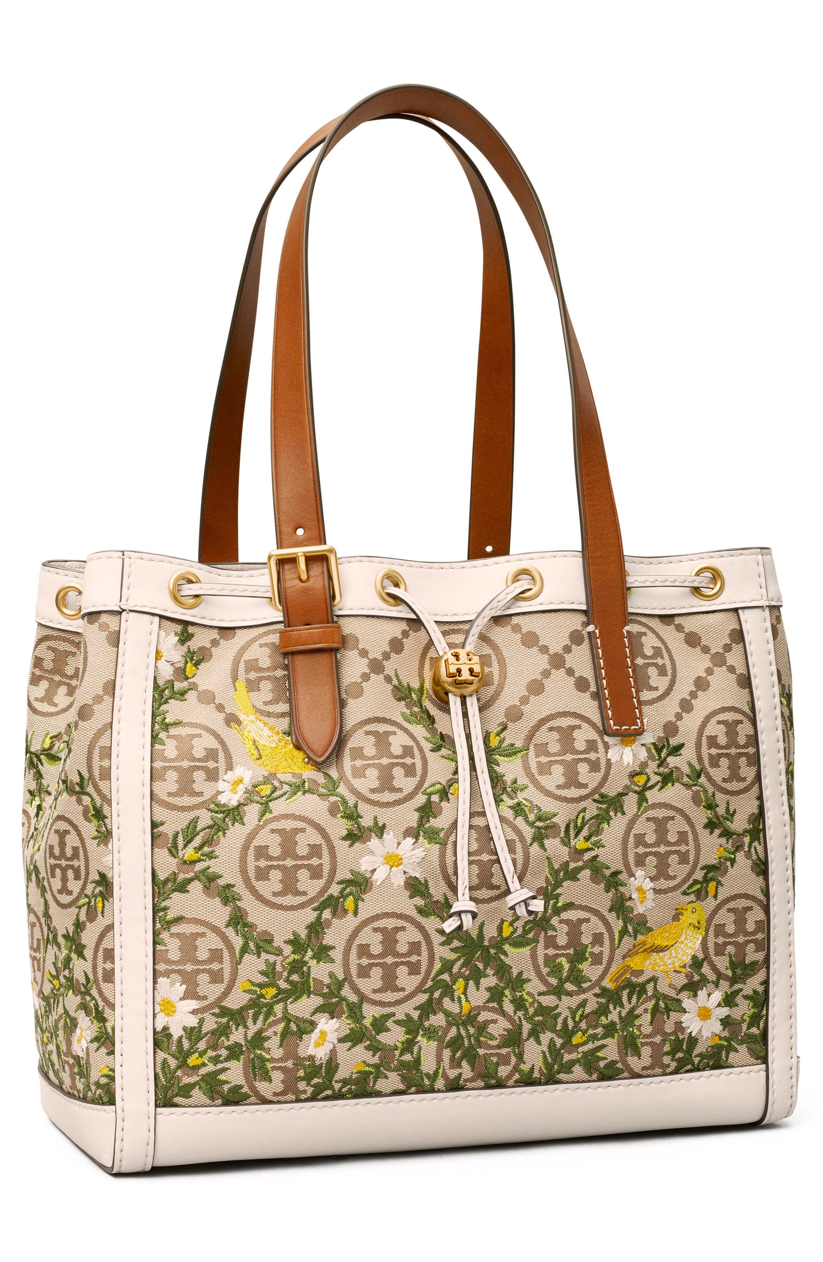 Tory Burch T Monogram Floral Embroidered Tote, Alternate, color, 