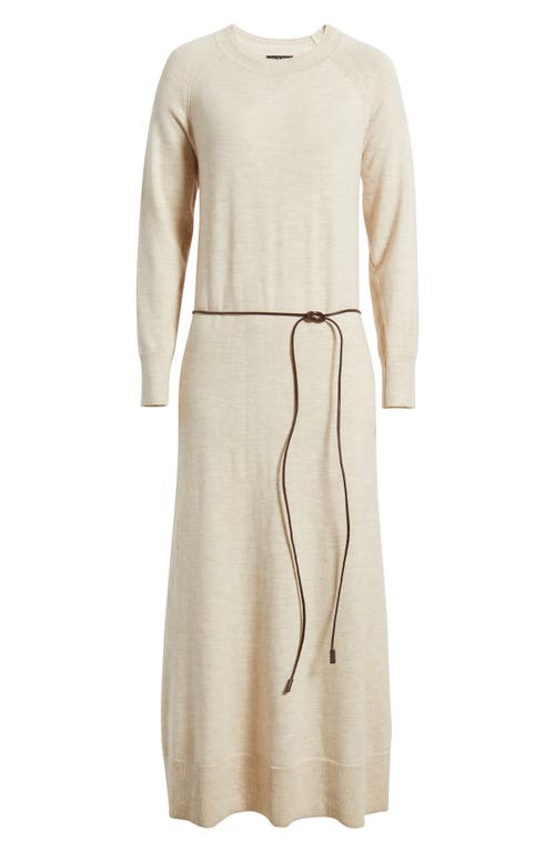 Rag & Bone Loren Long Sleeve Belted Wool Blend Maxi Sweater Dress In Gray