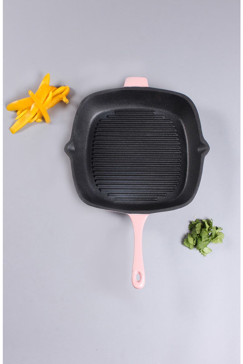 Pink Neo Cast Iron 11" Square Grill Pan, Alternate, color, PINK
