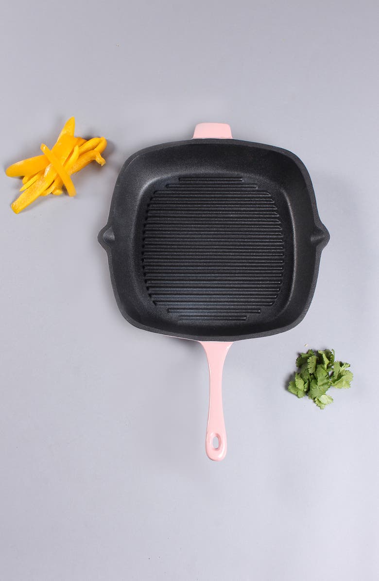 BergHOFF Pink Neo Cast Iron 11" Square Grill Pan, Alternate, color, Pink