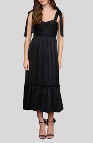 Blu Pepper Tie Strap Tiered Midi Dress