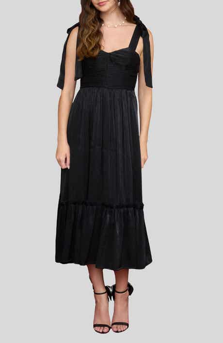 Blu Pepper Tie Strap Tiered Midi Dress