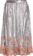 Rabanne Lace Trim Metallic Mesh Skirt