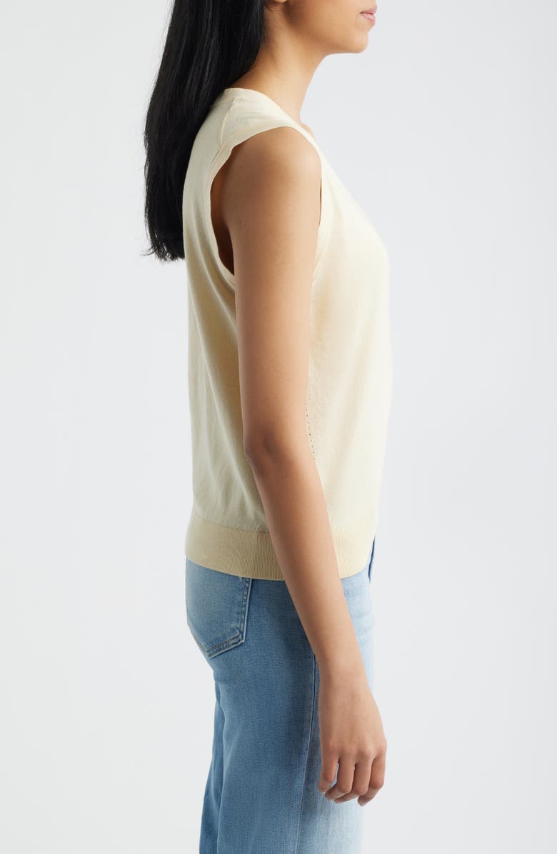 Mavi Jeans Button Front Cotton Sweater Vest, Alternate, color, Vanilla