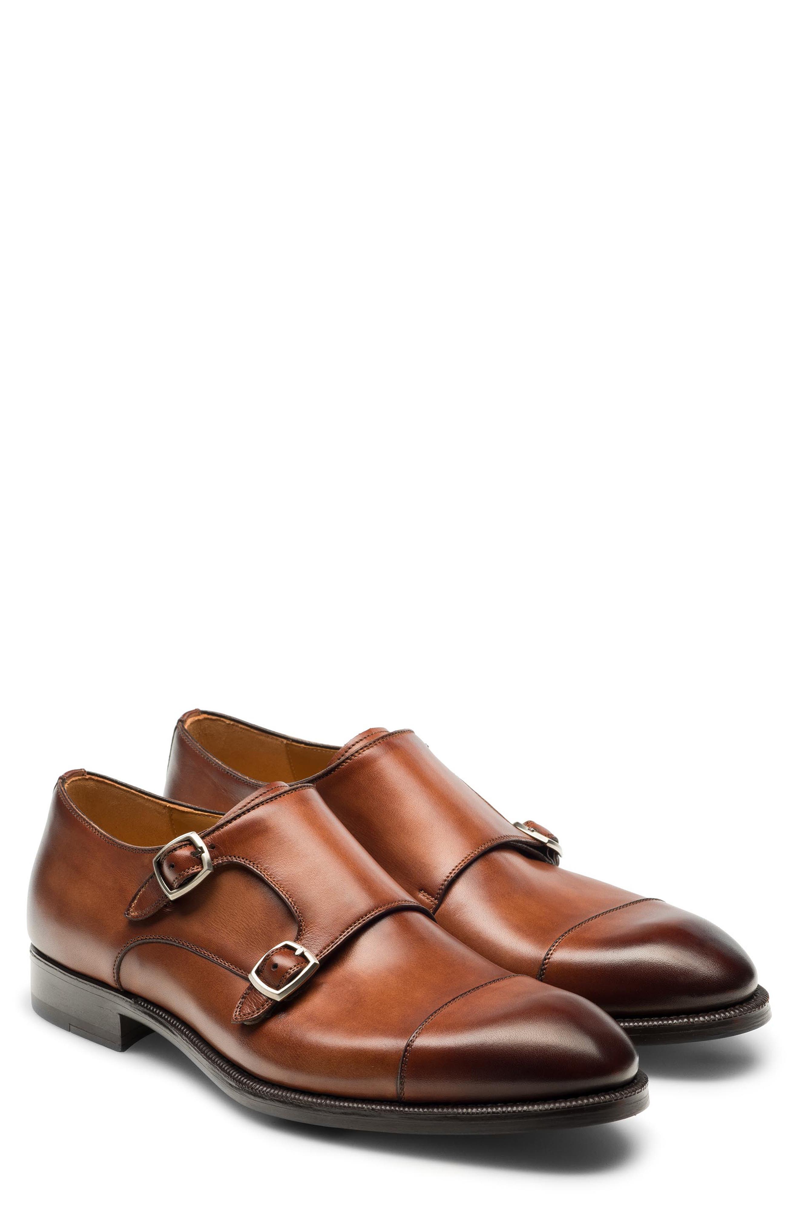 Magnanni Harris Double Monk Strap Shoe, Main, color, Brown