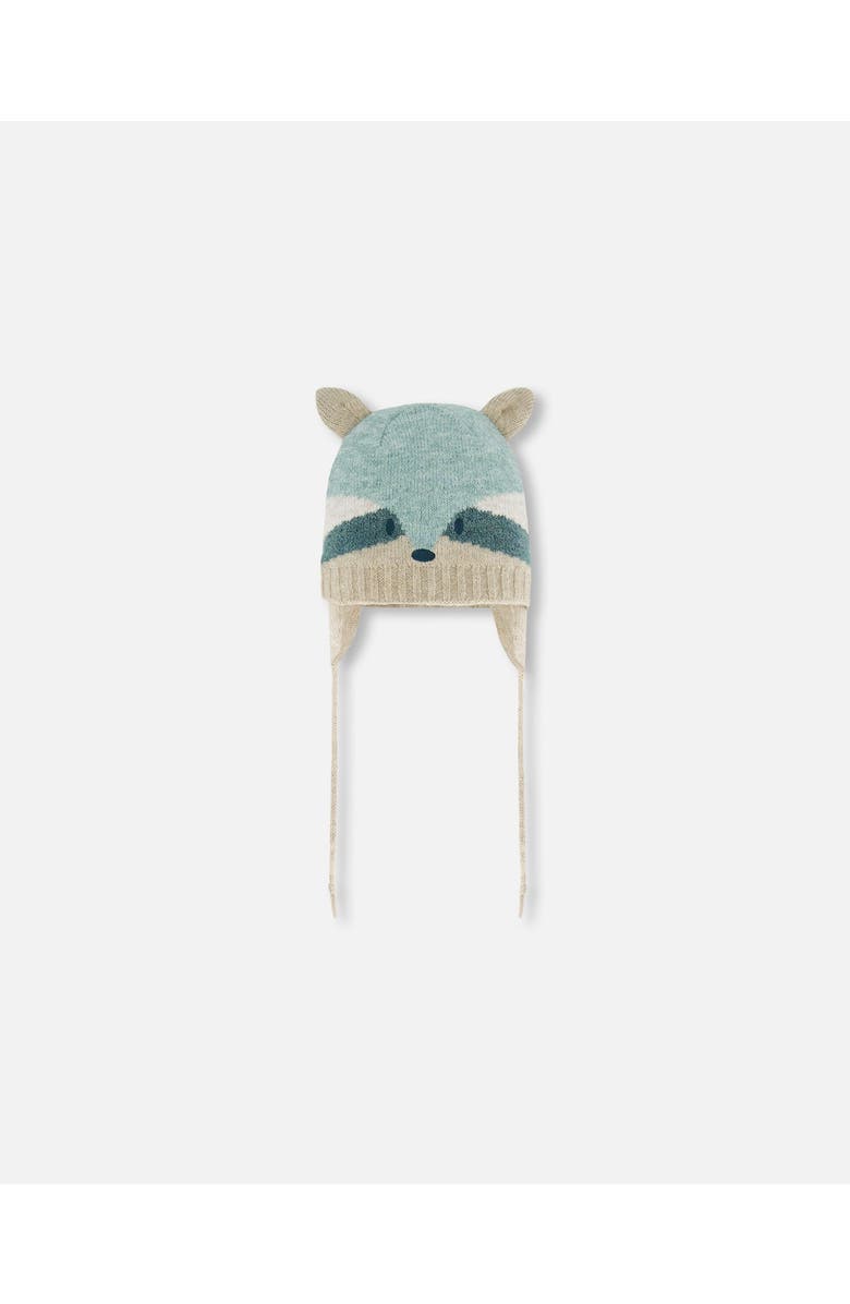 Deux par Deux Baby Unisex Knit Hat With Ears Racoon Face, Main, color, Raccoon Face