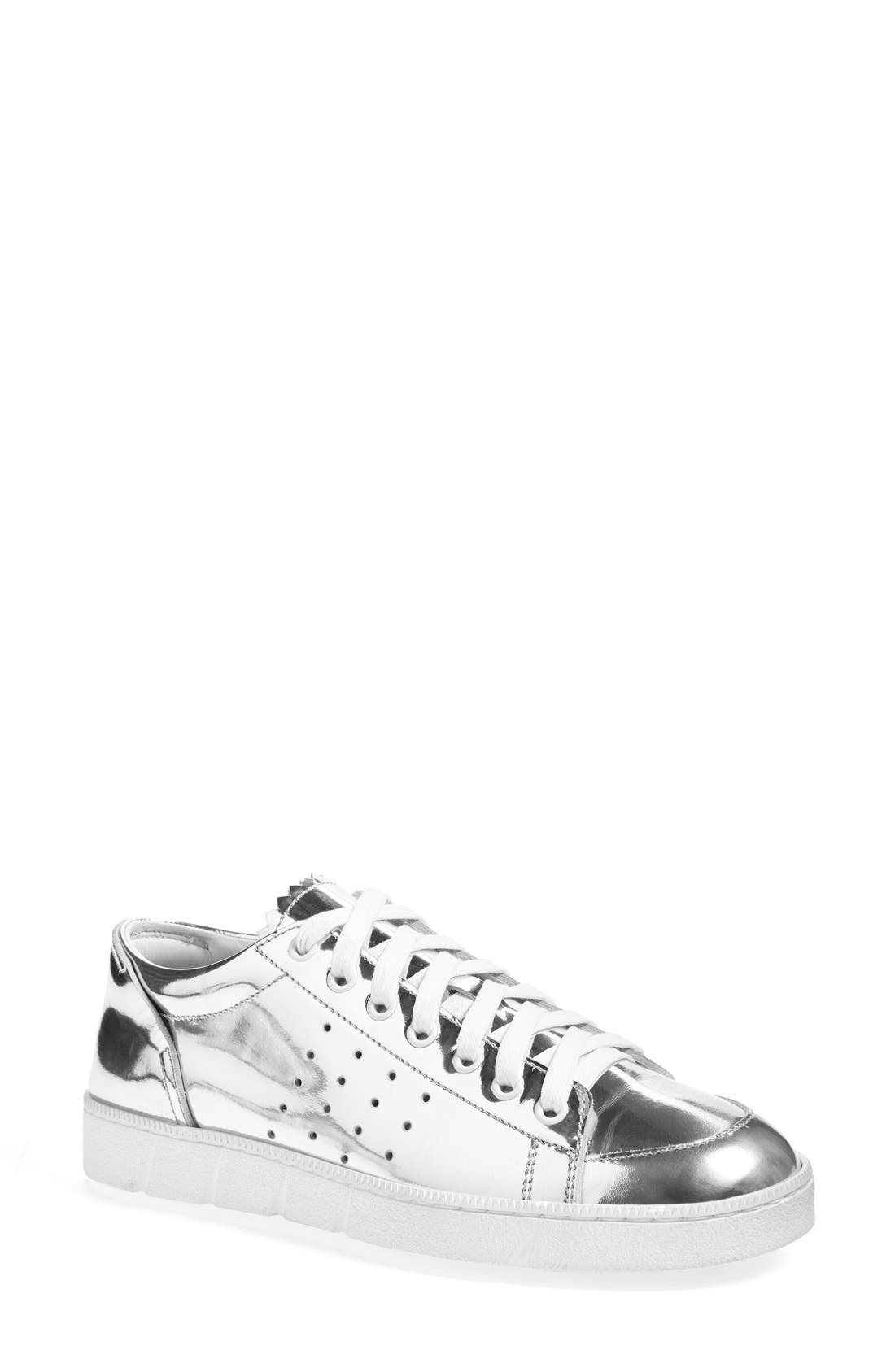 Sneaker, Main, color, SILVER LEATHER