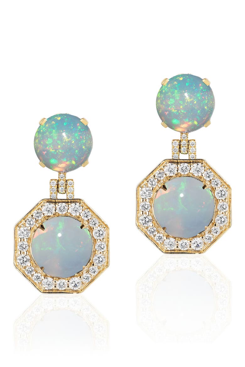 Rock 'n Roll 18k Gold Opal & Diamond Drop Earrings, Main, color, 18K YELLOW GOLD/ OPAL