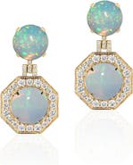GOSHWARA Rock 'n Roll 18k Gold Opal & Diamond Drop Earrings