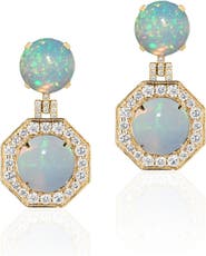GOSHWARA Rock 'n Roll 18k Gold Opal & Diamond Drop Earrings