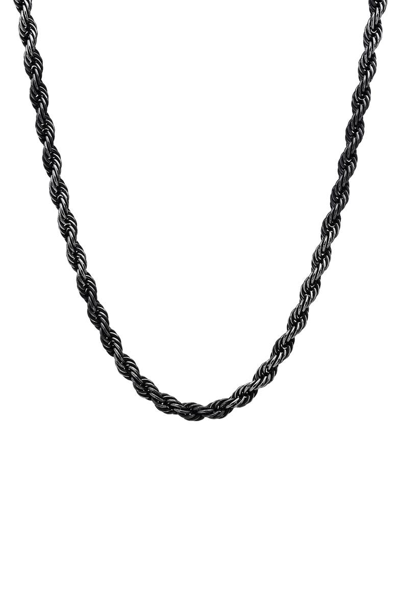 Men's Rope Chain Necklace, Main, color, BLACK