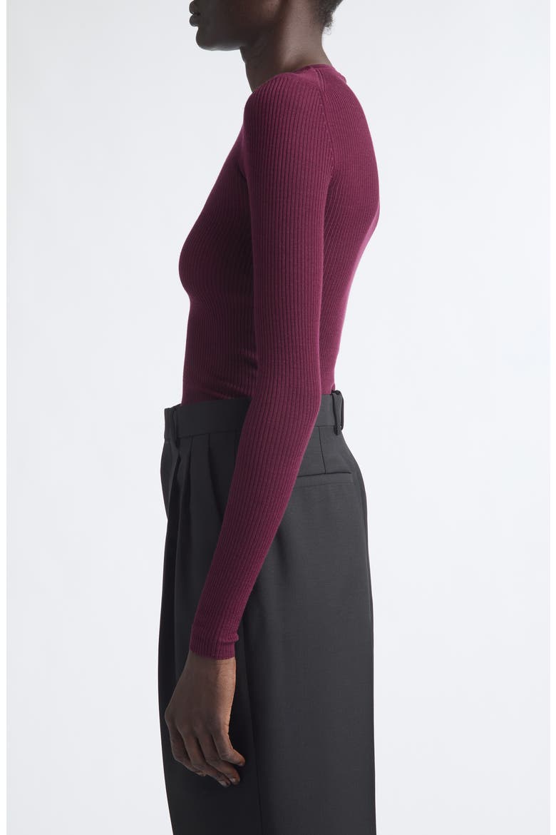 Lightweight Wool Crewneck Sweater, Alternate, color, CHERRY