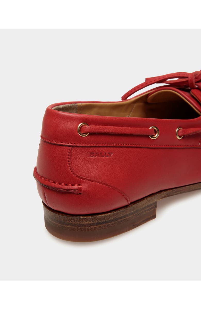 Bally Plume Moccasin in Leather Lined with Sheepskin, Alternate, color, Red