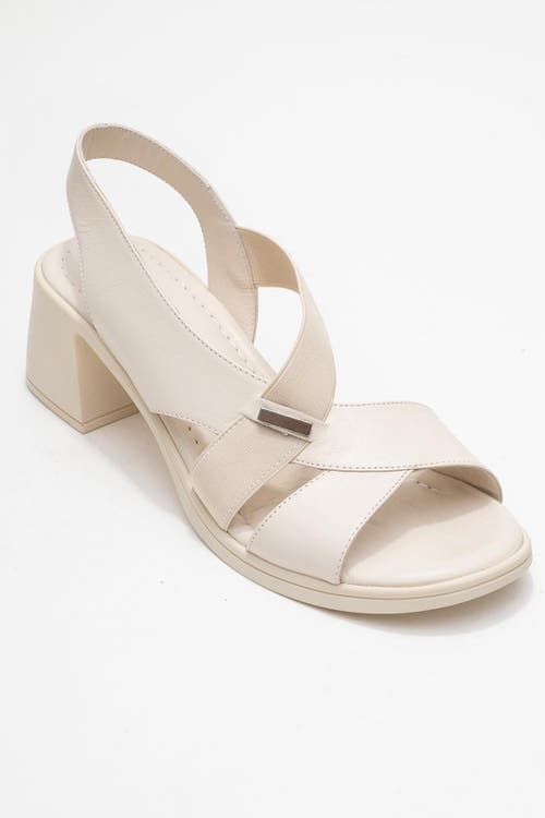Forever & Always Shoes Crina Elasticated Leather Chunky Heel Sandal In Brown