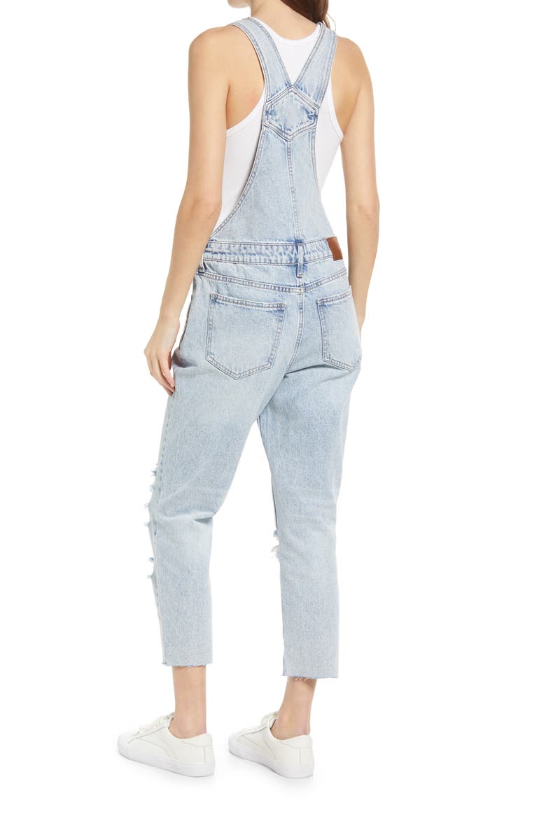 Boyfriend Ripped Denim Overalls, Alternate, color, LIGHT WASH