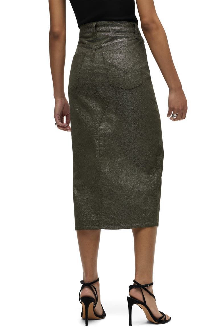 Reconstructed Stretch Cotton Denim Midi Skirt, Alternate, color, CYPRESS GLITTER