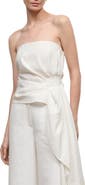 STAUD Lux Strapless Top with Side Drape
