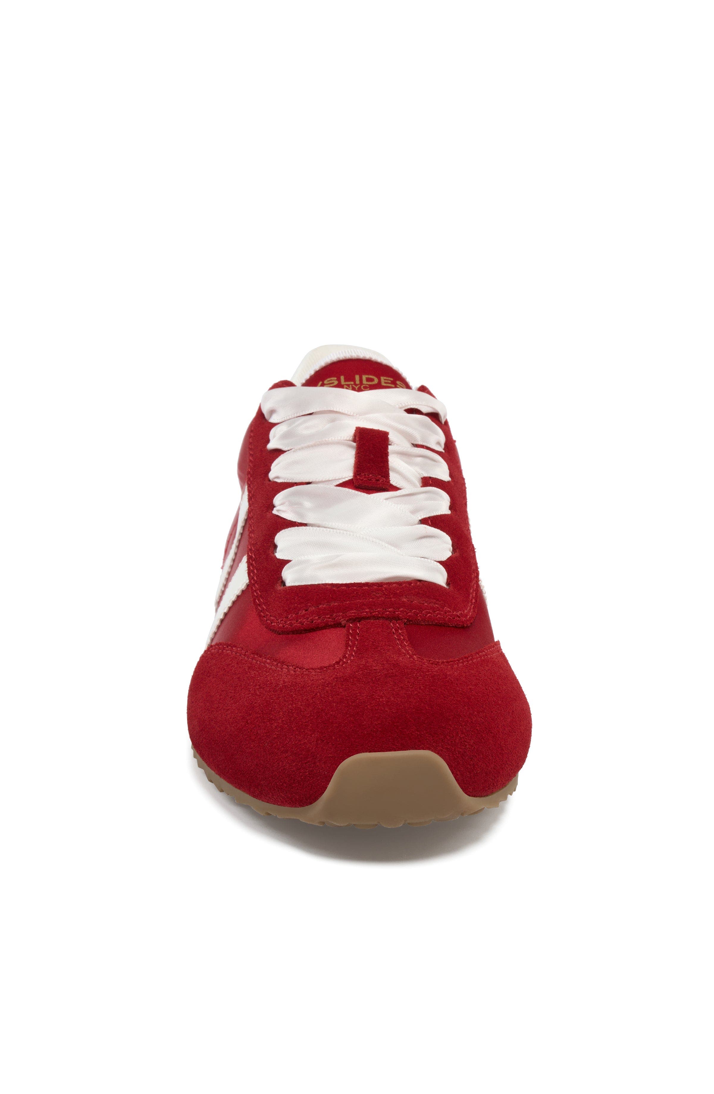 Peggy Satin Sneaker, Alternate, color, Red-Nylon/Suede