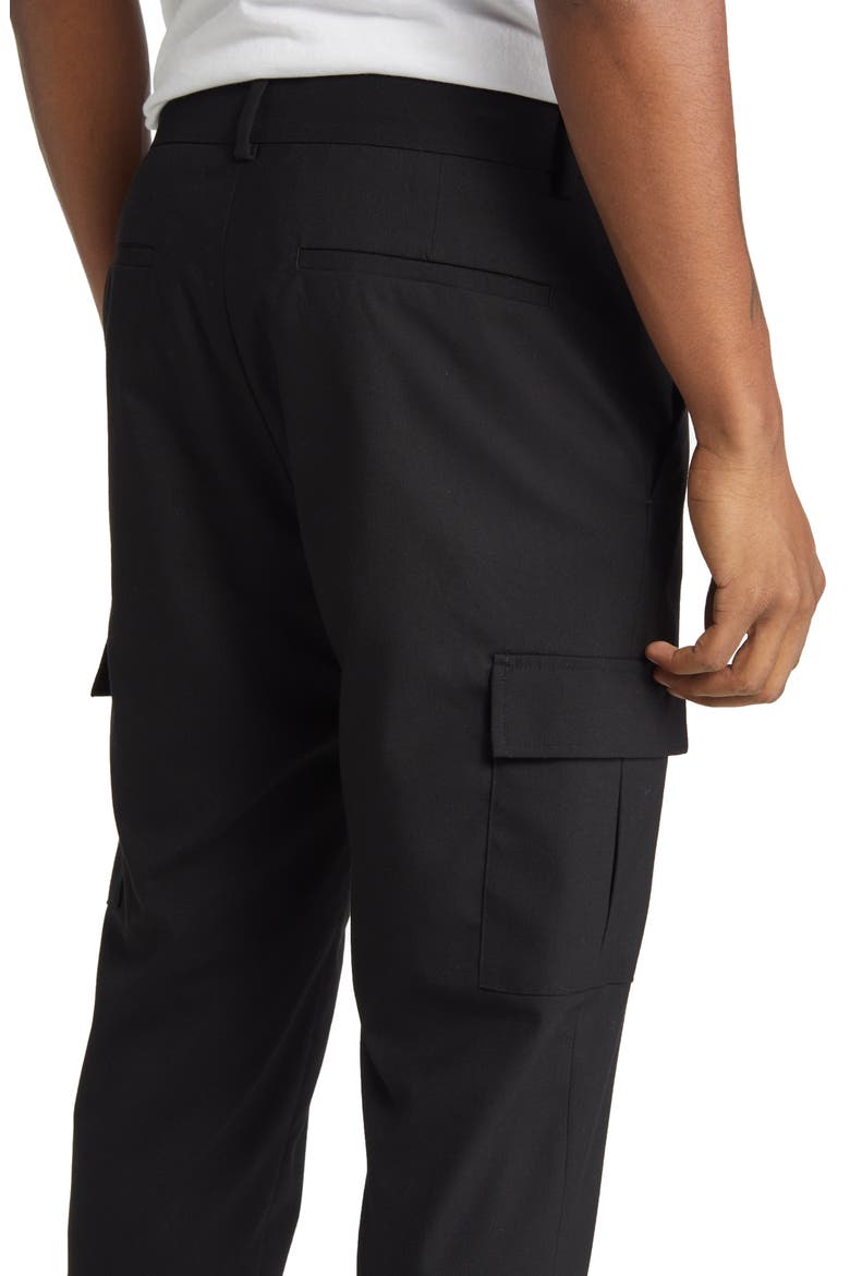 Men's Flat Front Tapered Smarter Trousers, Alternate, color, BLACK