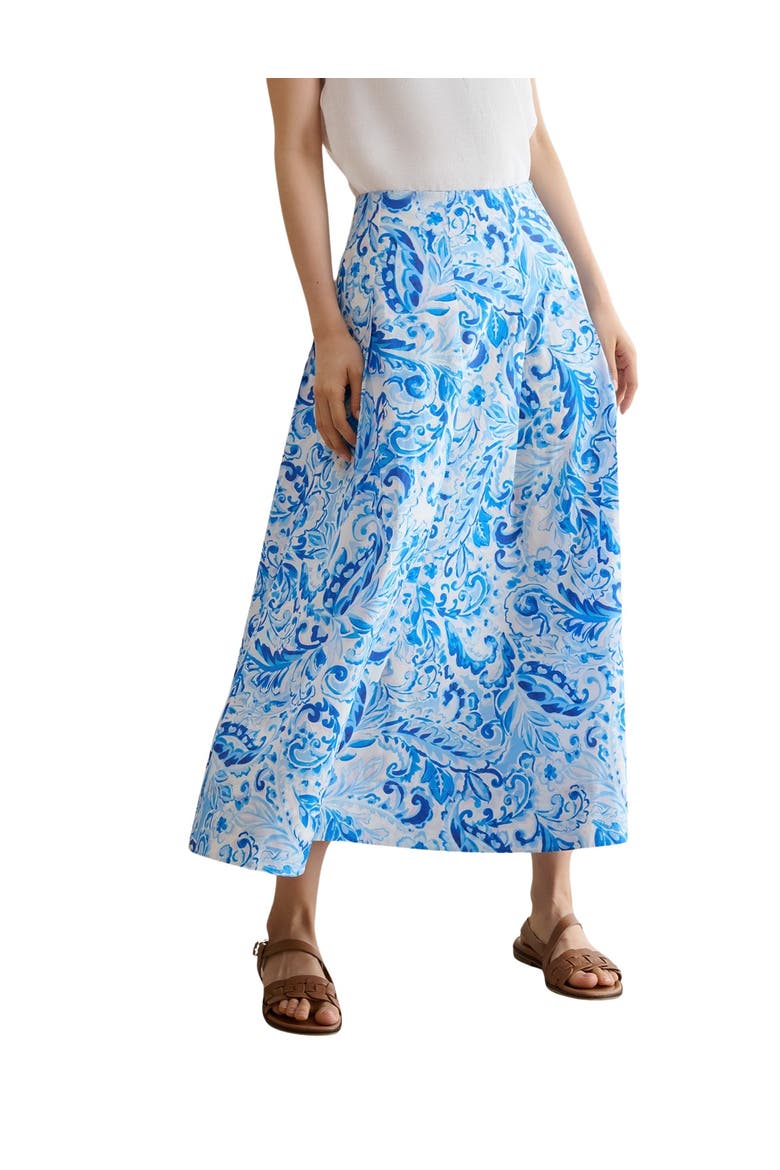 Antonella Paisley Print Midi Skirt, Main, color, Bluemulti