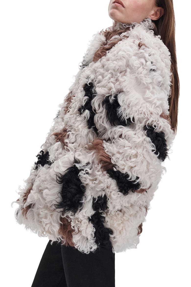 Lori Genuine Shearling Coat, Alternate, color, BEIGE MULTI