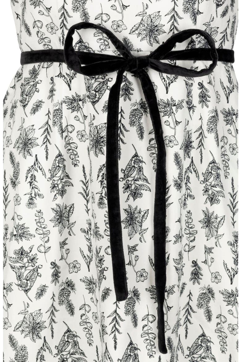 Women's Pleated Sleeve Woven Dress, Alternate, color, Black Winter Botanical