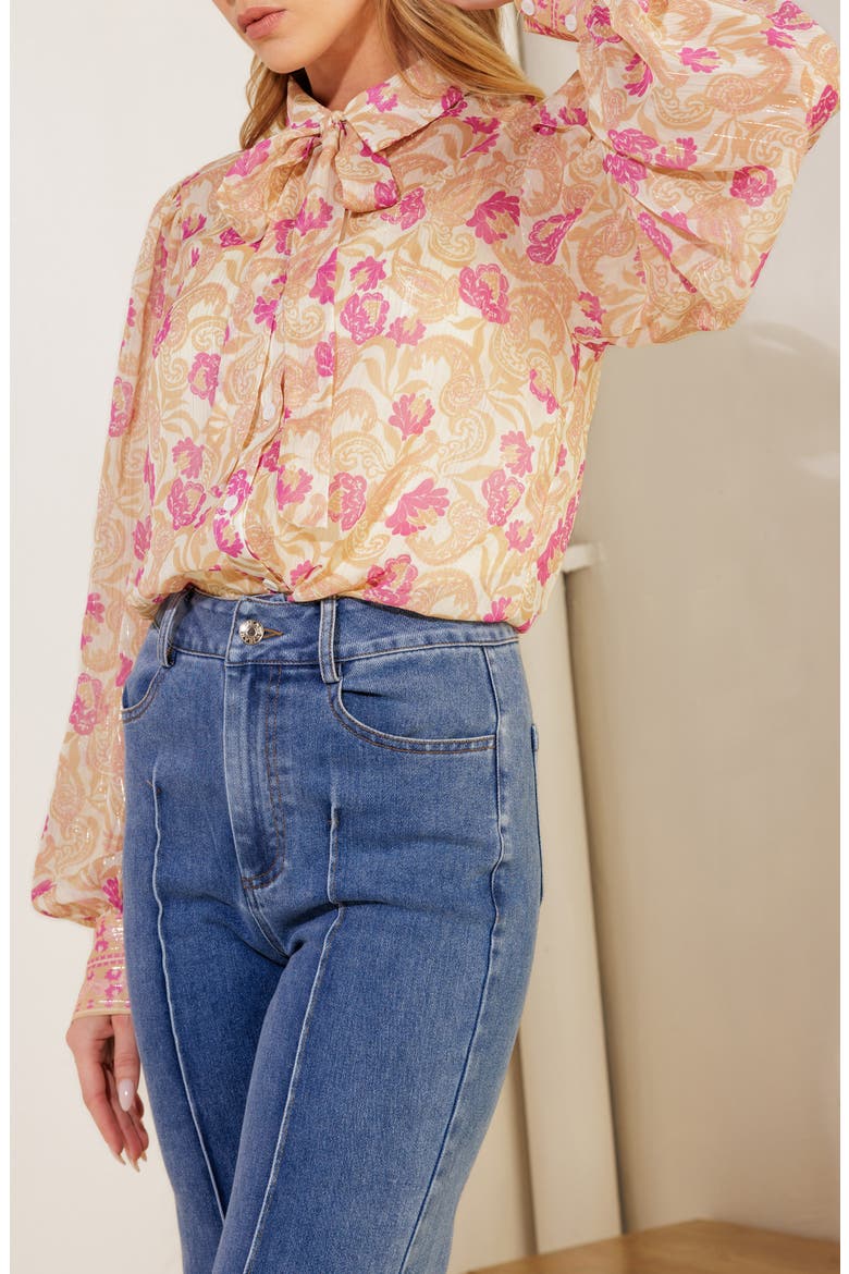 Printed Woven Top, Alternate, color, IVORY LAVENDER
