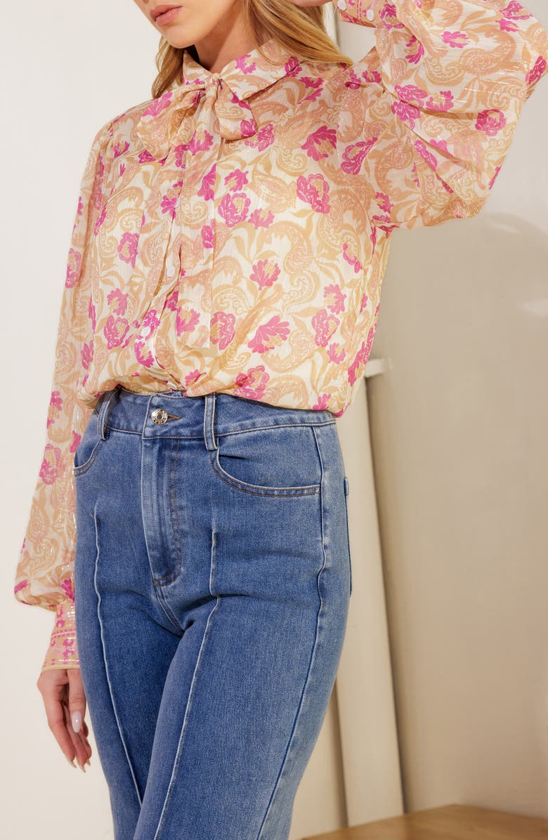 FLYING TOMATO Printed Woven Top, Alternate, color, Ivory Lavender