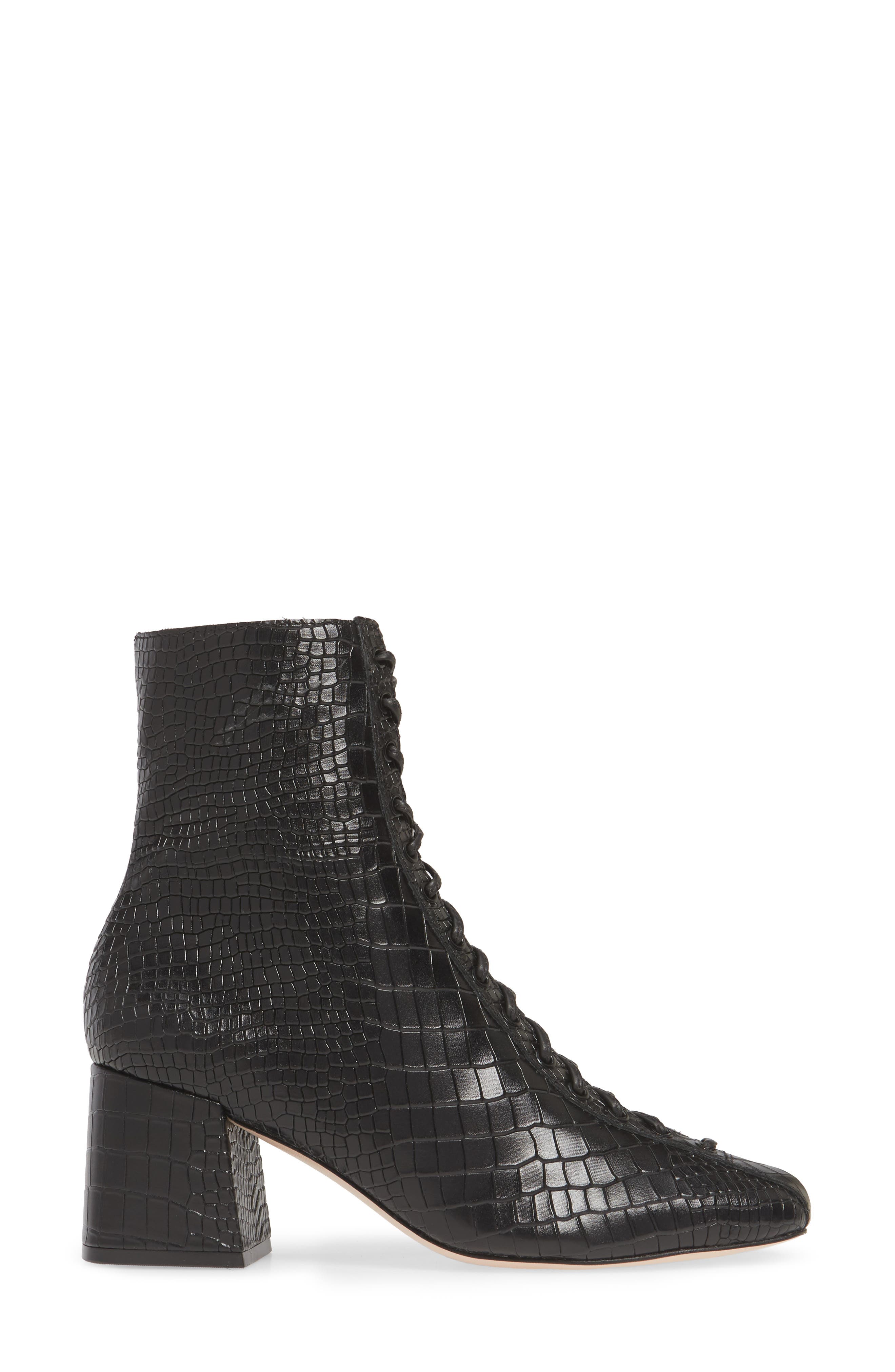 New Kika Bootie, Alternate, color, BLACK CROC LEATHER