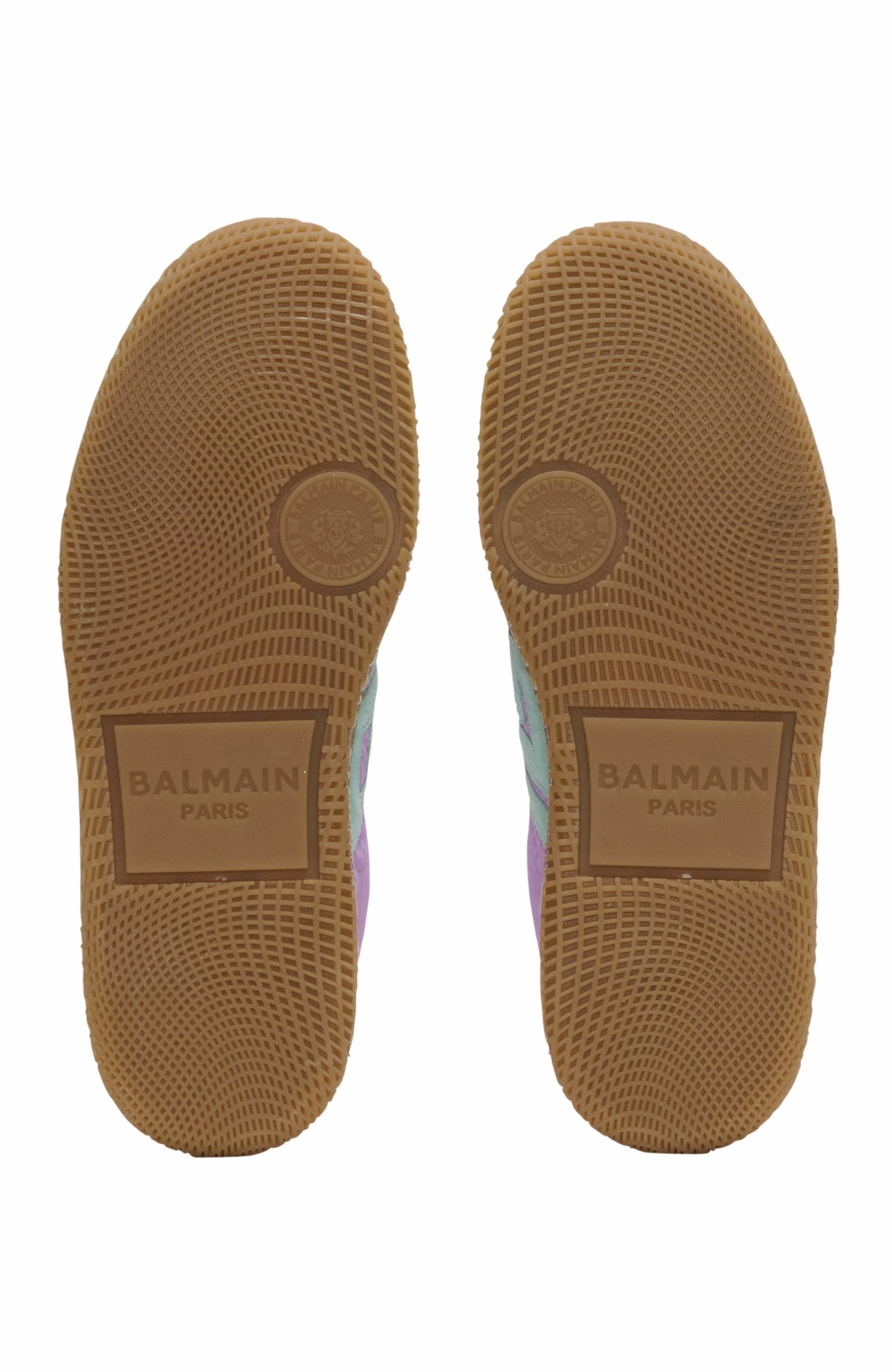 Balmain Swan Suede And Nylon Trainers, Alternate, color, 