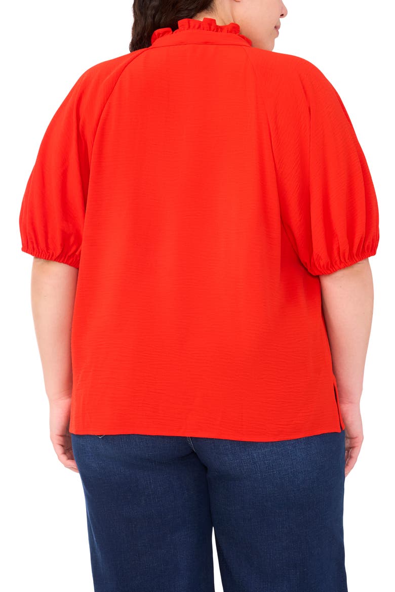 Ruffle Neck Top, Alternate, color, FIERY RED