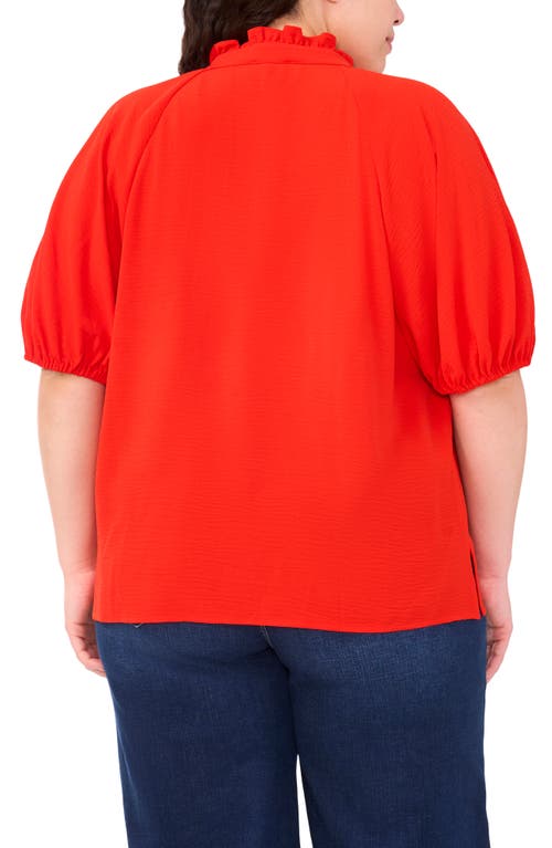 Cece Ruffle Neck Top In Red