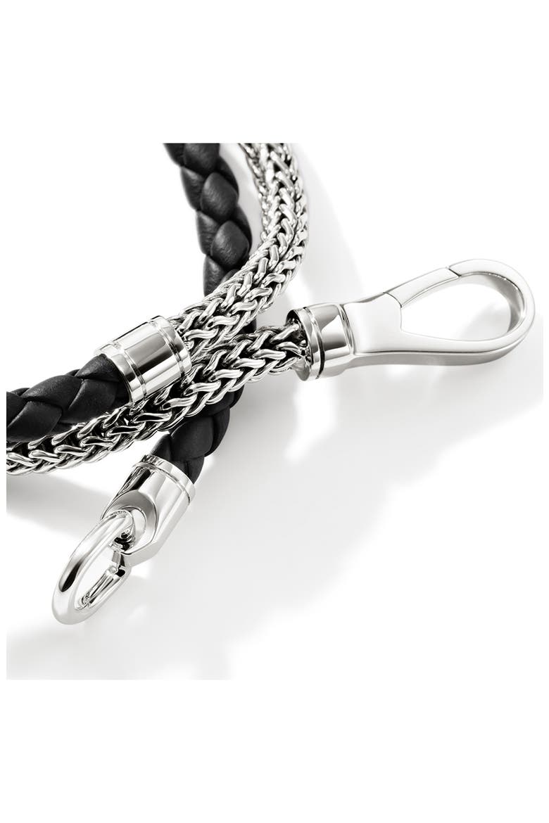 Double Wrap, Silver, Leather, 4.5mm, Alternate, color, SILVER/BLACK