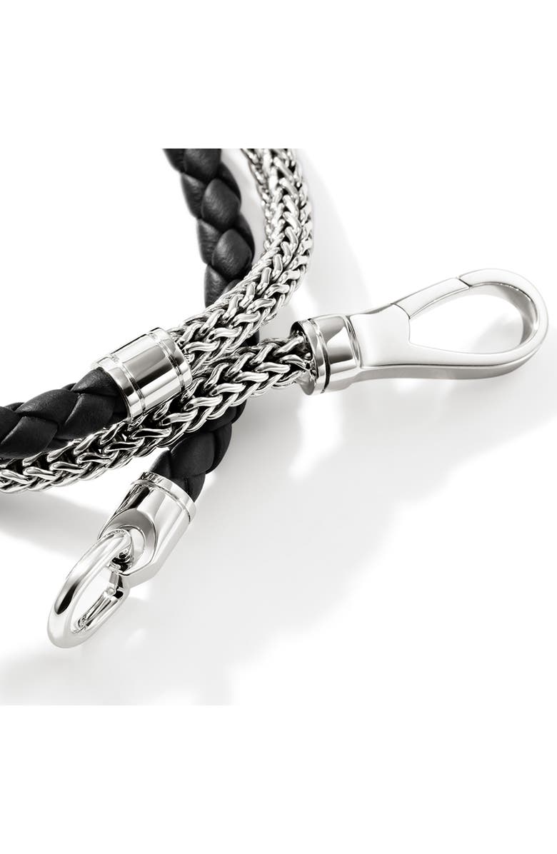 John Hardy Double Wrap, Silver, Leather, 4.5mm, Alternate, color, Silver/Black