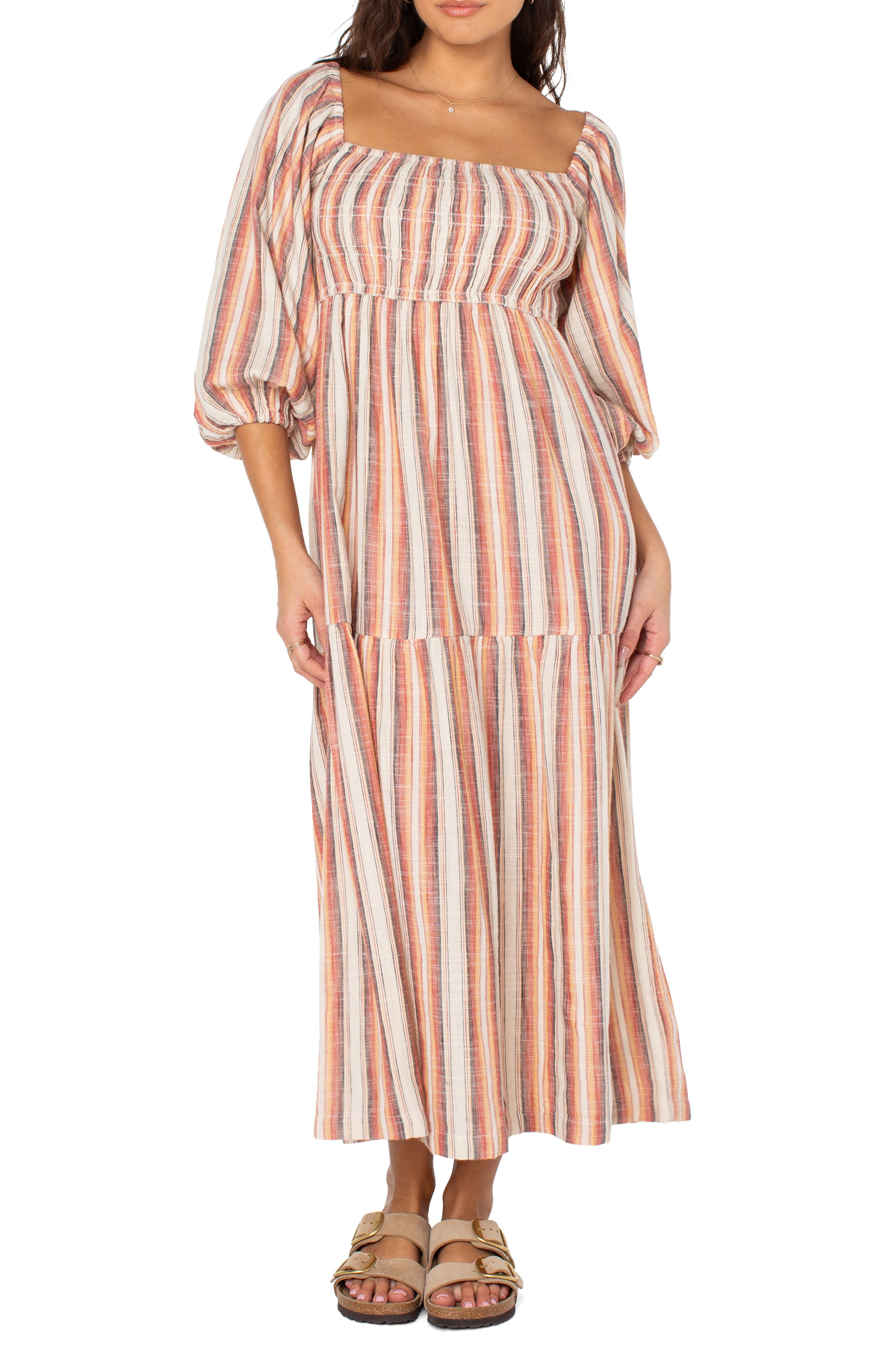 Roxy Sorrento Sands Off the Shoulder Midi Dress