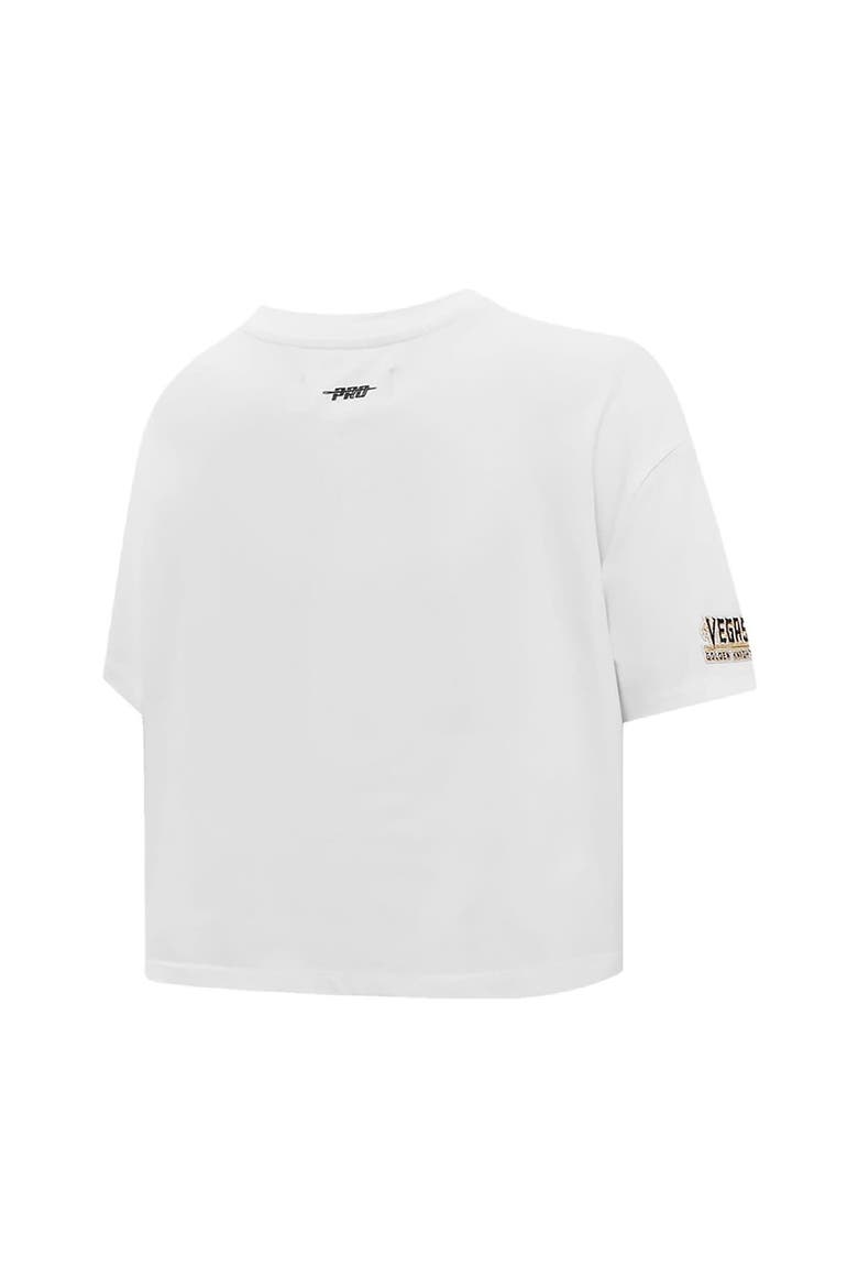 Women's Pro Standard White Vegas Golden Knights Boxy Script Tail Cropped T-Shirt, Alternate, color, White
