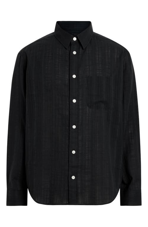 Allsaints Karmi Tonal Stripe Relaxed Fit Shirt In Black