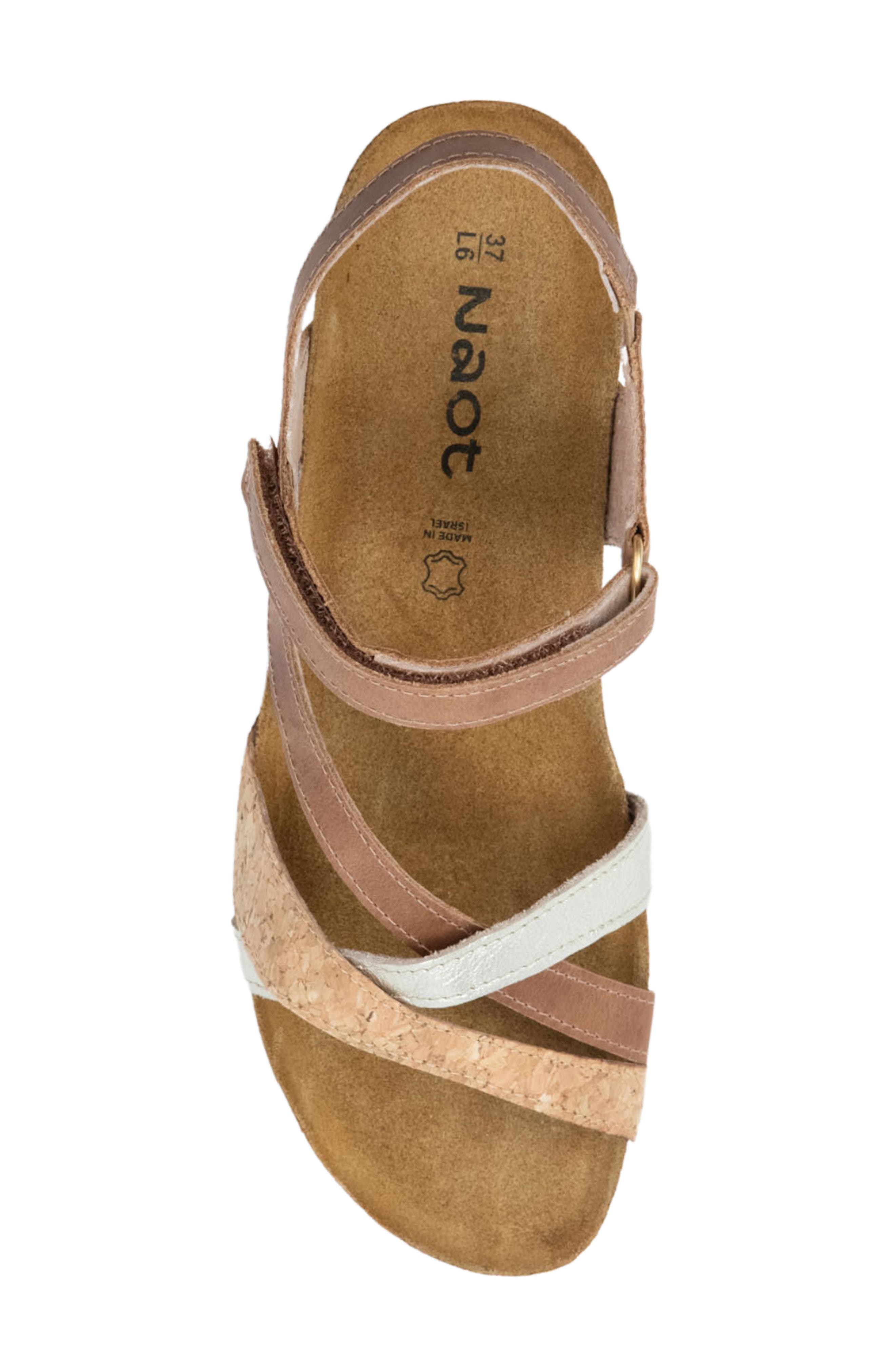 'Sophia' Sandal, Alternate, color, BROWN/ CORK LEATHER/ GOLD