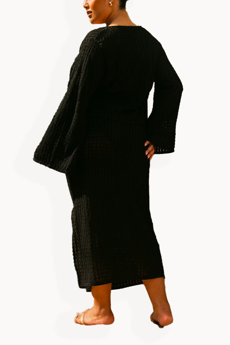 Curve Crochet Resort Midi Skirt, Alternate, color, Black