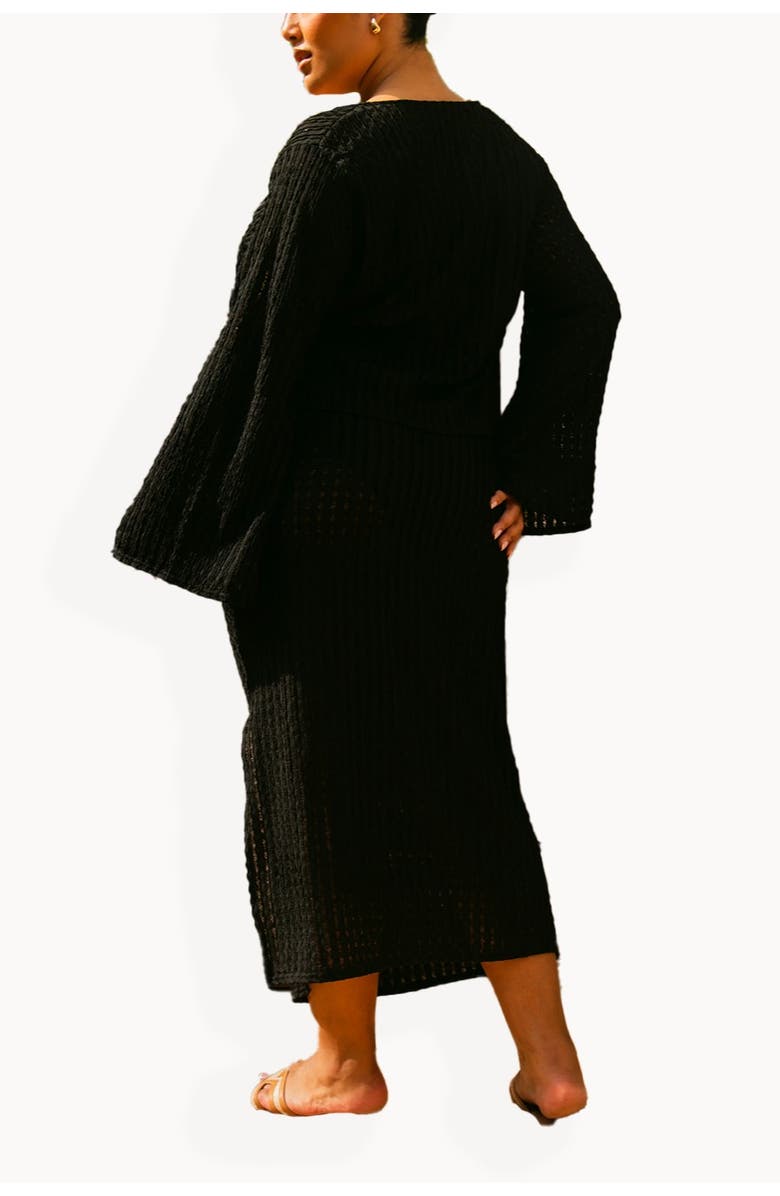 FASHION-SZN CURVE Curve Crochet Resort Midi Skirt, Alternate, color, Black