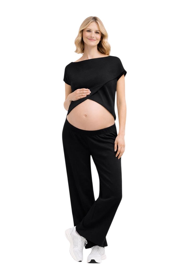 Cool Knit Flexible Waist Palazzo Pants, Alternate, color, Black